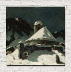 Oskar Mulley Print, Mountain Village, Winter Night