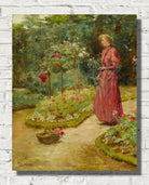 Frederick Childe Hassam Print : Woman Cutting Roses in a Garden