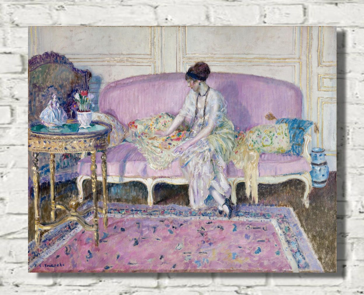 Frederick Carl Frieseke Prints, Woman Seated on Sofa in Interior (c1912)