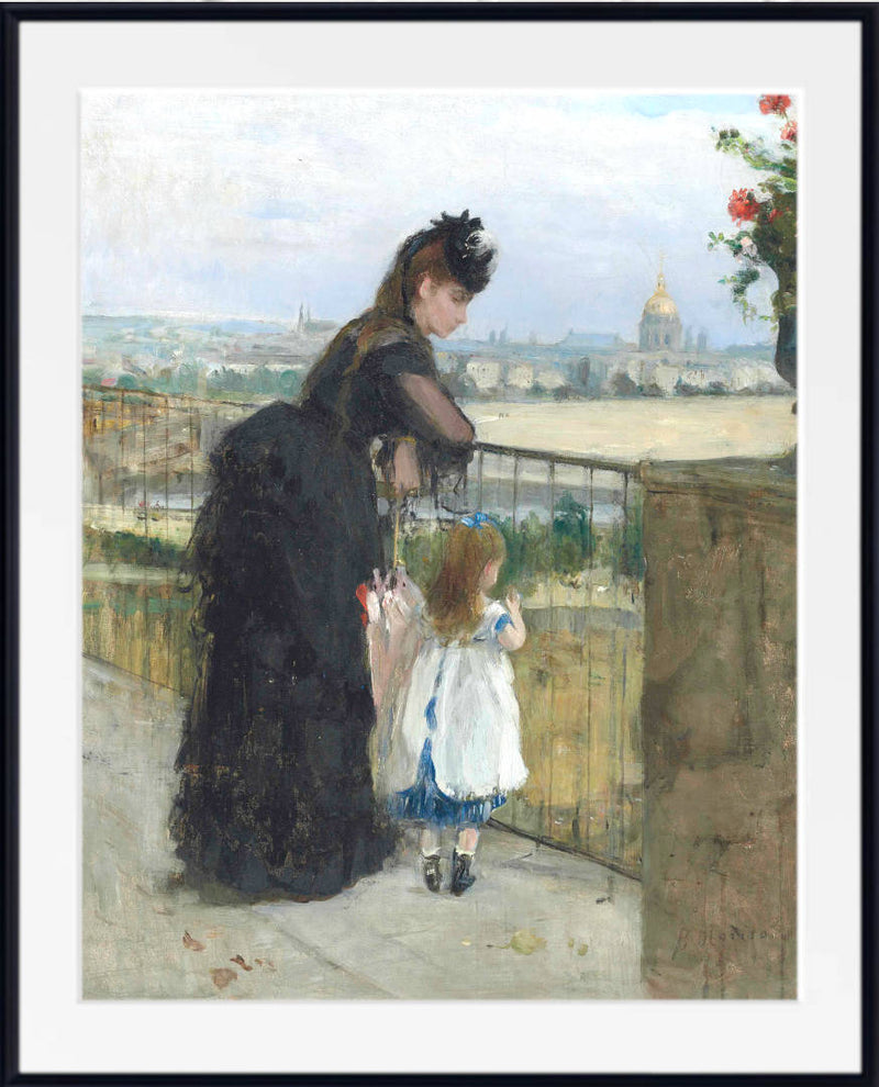 Woman and Child on the Balcony by Berthe Morisot framed print