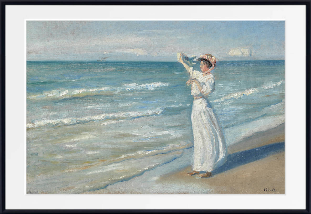 Michael Ancher Print, Woman on a beach