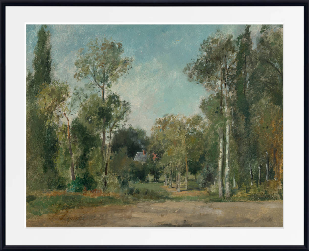 Stanislas Lepine Print, Wooded landscape (1876)