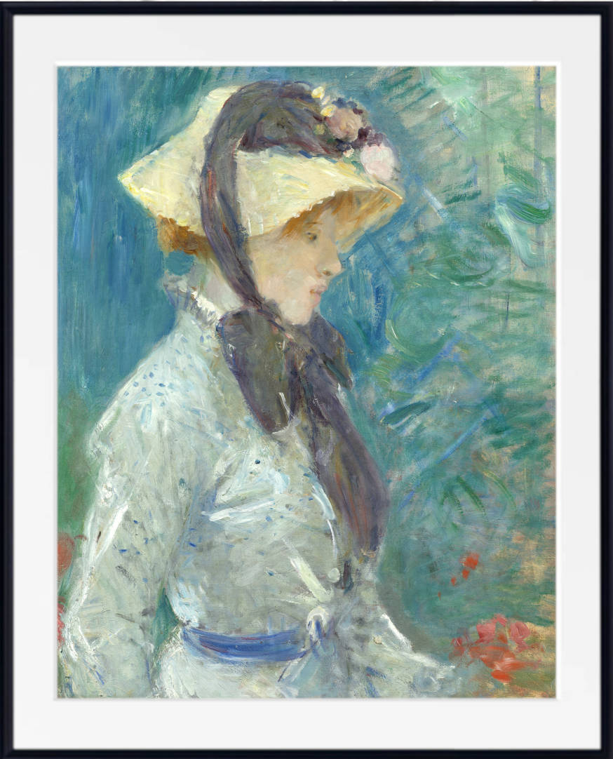 Berthe Morisot, French Fine Art Print : Young Woman with a Straw Hat