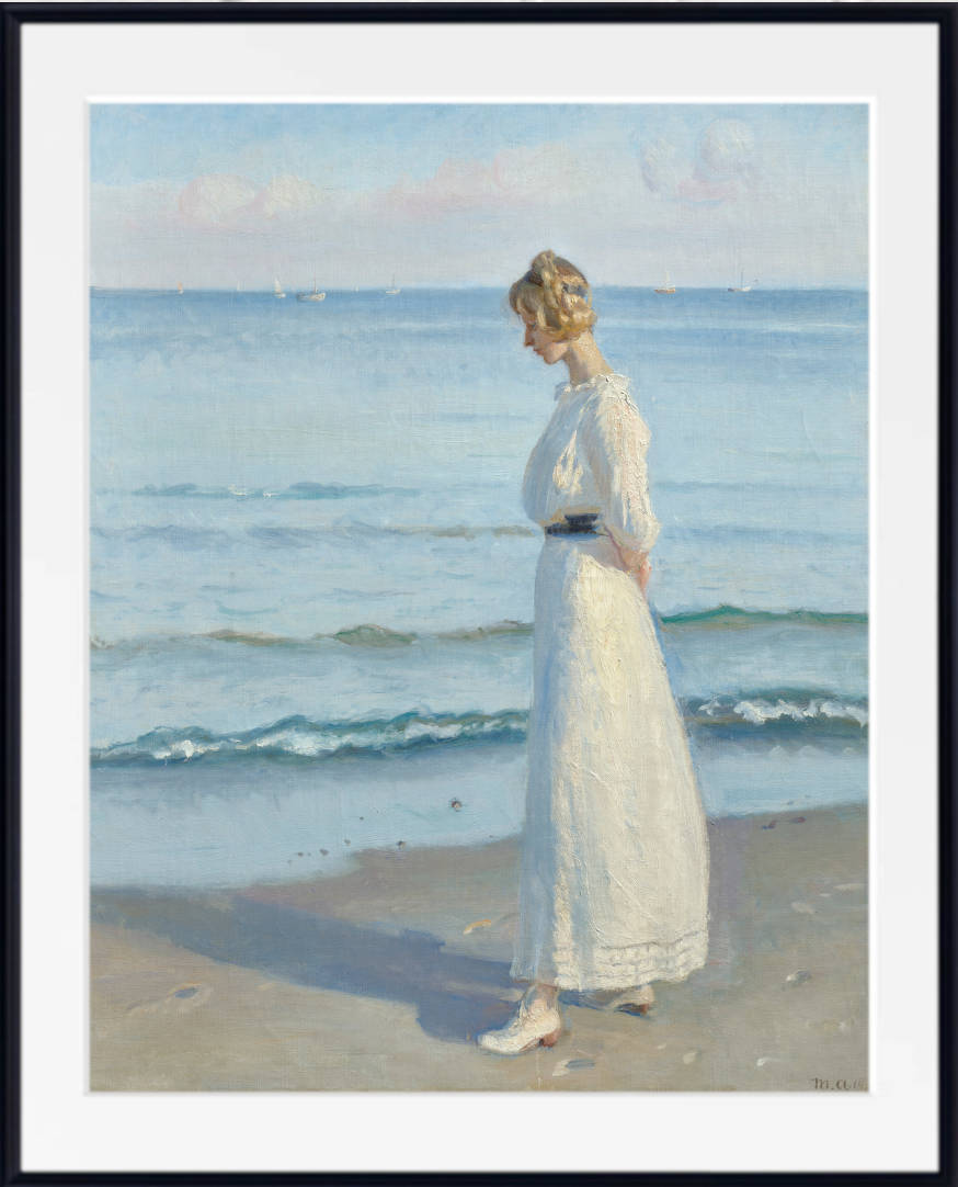 Michael Ancher Print, Young girl on Skagen Soenderstrand