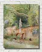 Marie Egner Print, Brick bridge with a stone figure Mödling (1899)