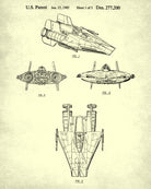 A-Wing Blueprint Poster Patent Print Star Wars Spaceship