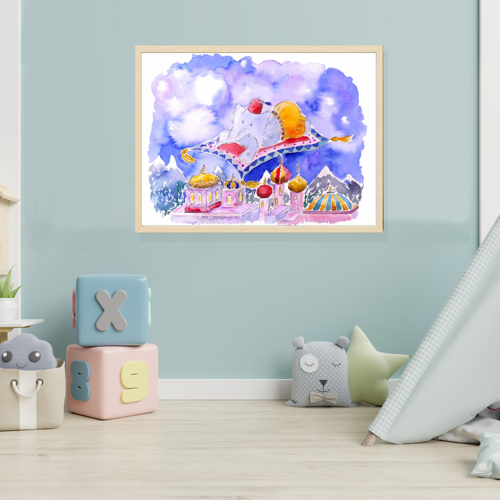 Aladdin Elephant Cute Children's Nursery Wall Art Print
