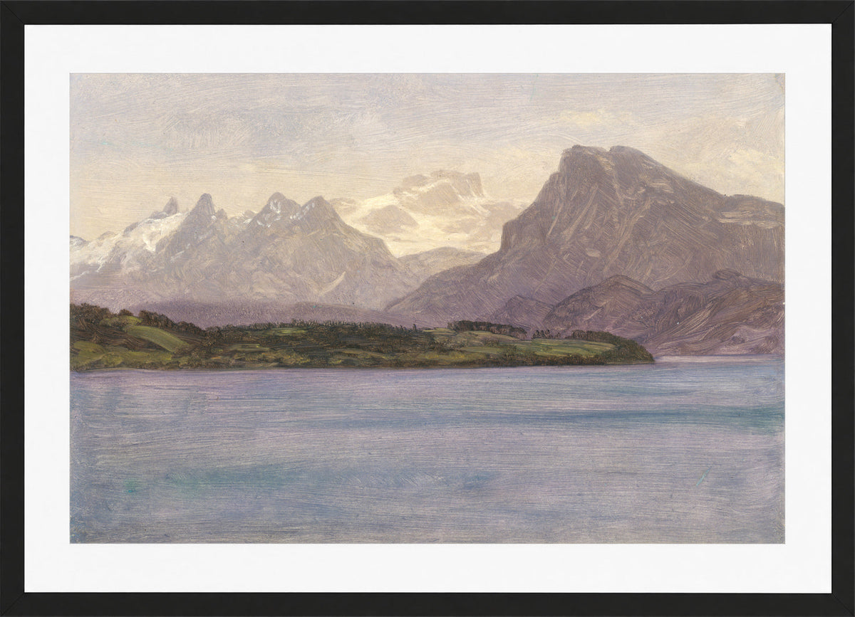 Albert Bierstadt Print, Alaskan Coast Range (ca. 1889) in a black frame