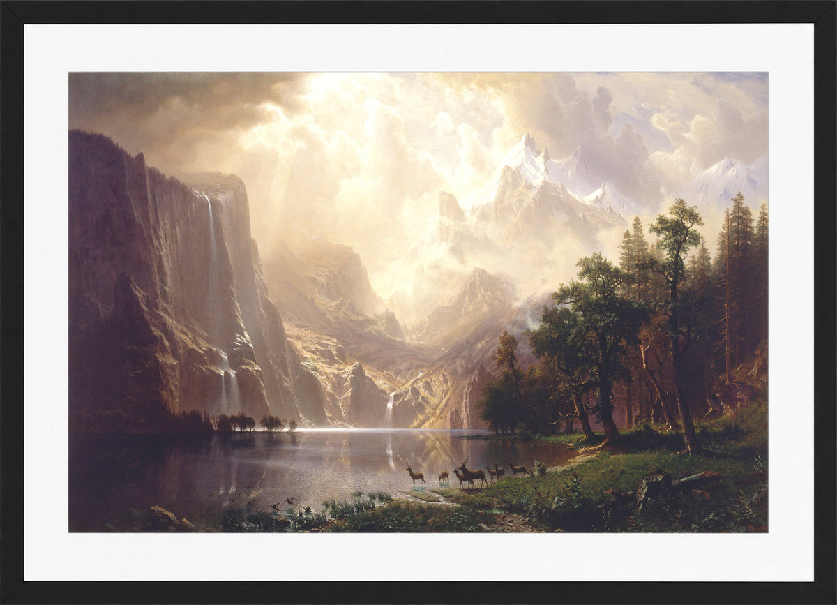 Albert Bierstadt Print, Albert Bierstadt - Among the Sierra Nevada, California in a black frame