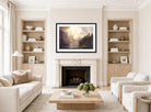 Albert Bierstadt Print, Albert Bierstadt - Among the Sierra Nevada, California displayed in a Scandinavian living room