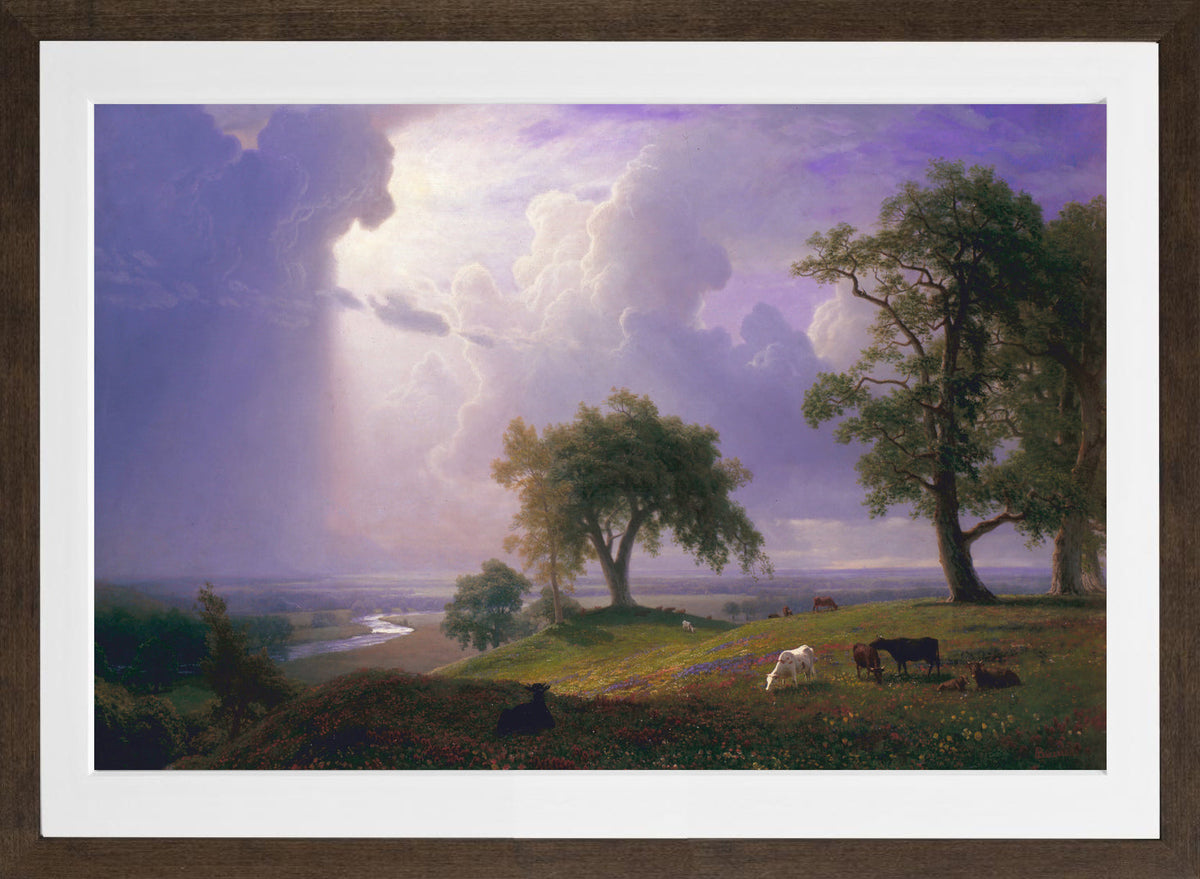 Albert Bierstadt Print, Albert Bierstadt - California Spring - Google Art Project in a brown frame