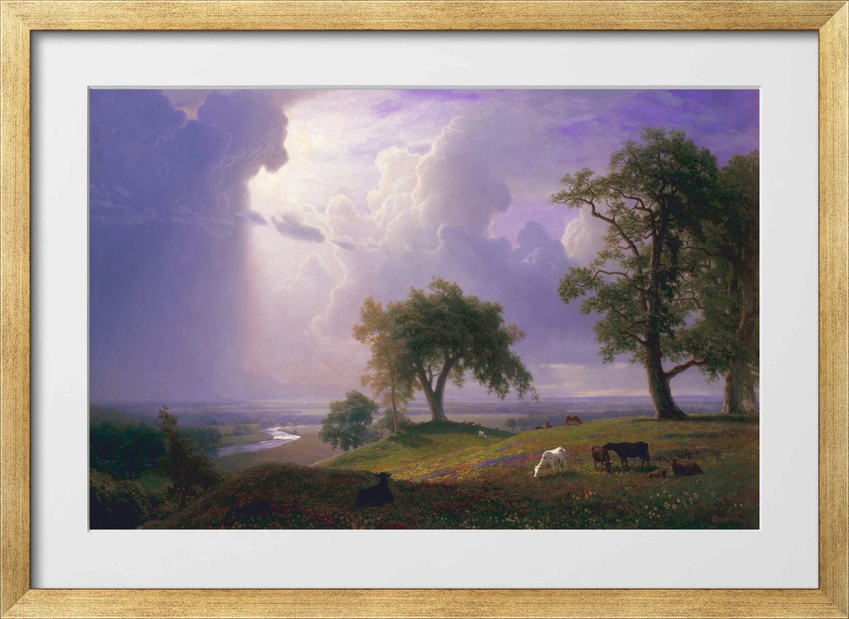 Albert Bierstadt Print, Albert Bierstadt - California Spring - Google Art Project in a gold frame