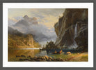 Albert Bierstadt Print, Albert Bierstadt - Indians Spear Fishing - Google Art Project in a dark grey frame