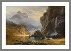 Albert Bierstadt Print, Albert Bierstadt - Indians Spear Fishing - Google Art Project in a light grey frame