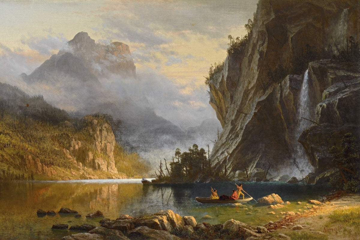 Albert Bierstadt Print, Albert Bierstadt - Indians Spear Fishing - Google Art Project as an unframed print