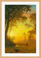 Albert Bierstadt Print, Albert Bierstadt - Light in the Forest in an oak frame