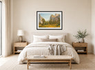 Albert Bierstadt Print, Bridal Veil Falls, Yosemite Valley, California (1871-1873) displayed above a bed