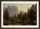 Albert Bierstadt Print, Cathedral Rocks, Yosemite Valley in a brown frame