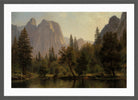 Albert Bierstadt Print, Cathedral Rocks, Yosemite Valley in a dark grey frame
