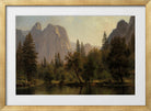 Albert Bierstadt Print, Cathedral Rocks, Yosemite Valley in a gold frame