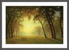 Albert Bierstadt Print, Deer in a clearing, yosemite in a dark grey frame
