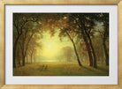 Albert Bierstadt Print, Deer in a clearing, yosemite in a gold frame
