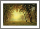 Albert Bierstadt Print, Deer in a clearing, yosemite in a light grey frame