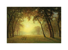 Albert Bierstadt Print, Deer in a clearing, yosemite with a white border for rolled canvas