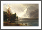 Albert Bierstadt Print, Estes Park, Colorado, Whyte’s Lake (circa 1877) in a dark grey frame