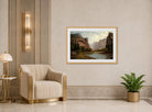 Albert Bierstadt Print, Gates of the Yosemite (ca. 1882) displayed in an Art Deco interior