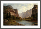 Albert Bierstadt Print, Gates of the Yosemite (ca. 1882) in a dark grey frame