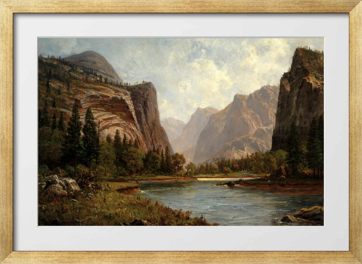 Albert Bierstadt Print, Gates of the Yosemite (ca. 1882) in a gold frame