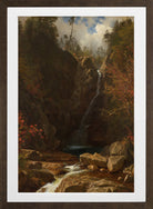 Albert Bierstadt Print, Glen Ellis Falls in a brown frame