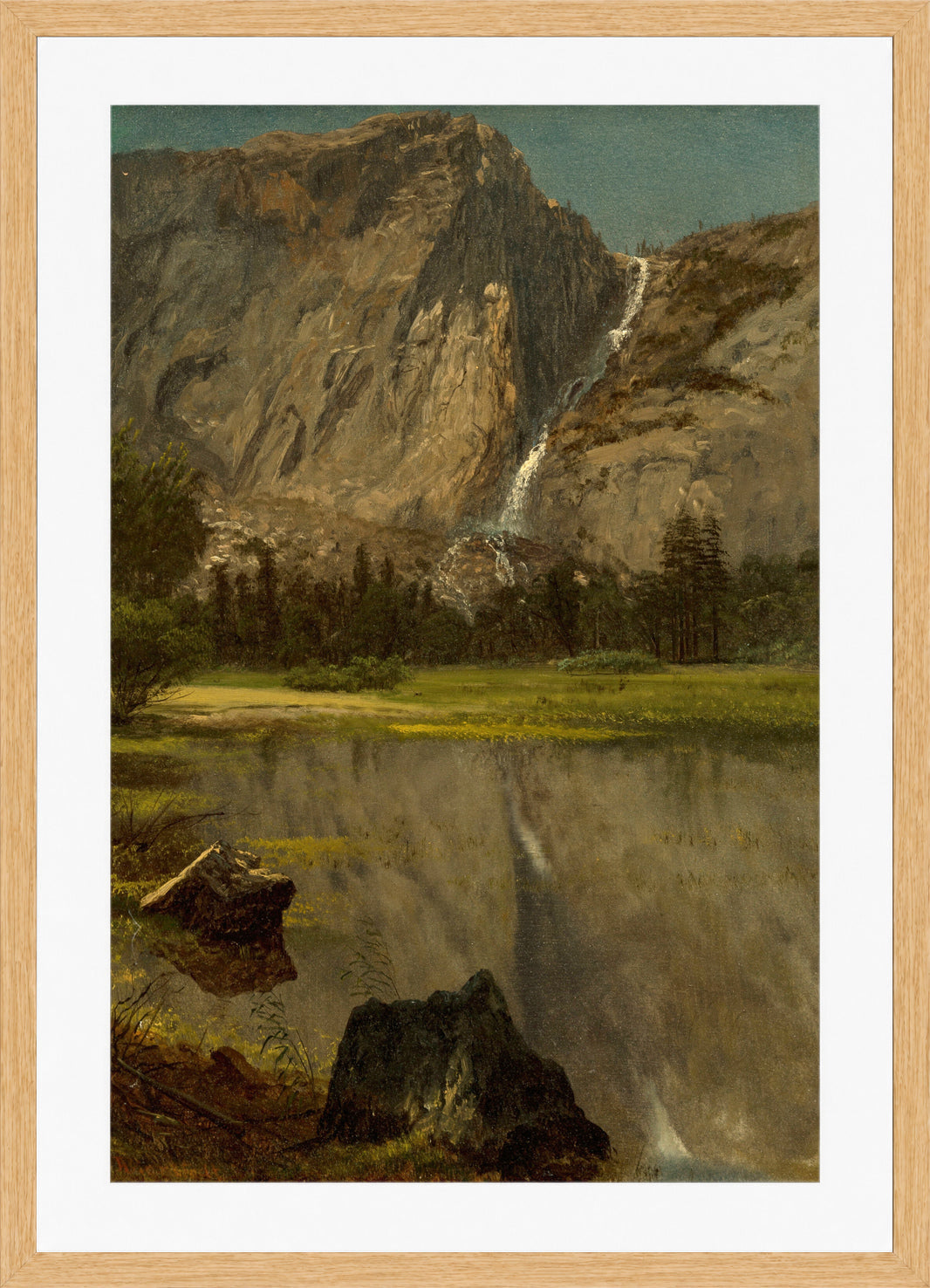 Albert Bierstadt Print, Hetch Hetchy Falls,California in an oak frame