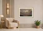 Albert Bierstadt Print, In the High Mountains displayed in an Art Deco interior
