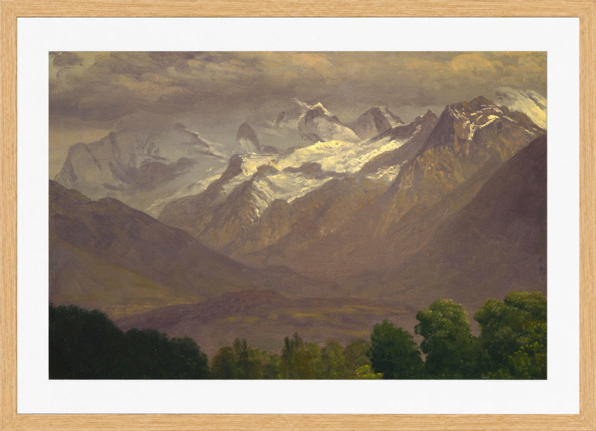 Albert Bierstadt Print, In the High Mountains in an oak frame