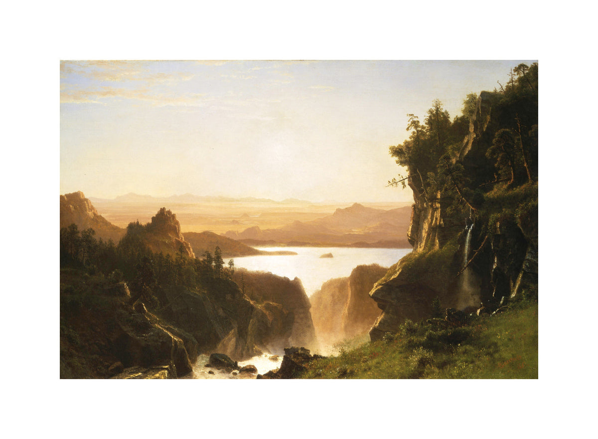 Albert Bierstadt Print, Island Lake, Wind River Range, Wyoming (1861) with a white border for rolled canvas