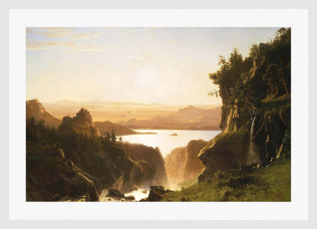 Albert Bierstadt Print, Island Lake, Wind River Range, Wyoming (1861) in a white frame