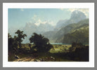 Albert Bierstadt Print, Lake Lucerne in a light grey frame