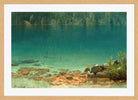 Albert Bierstadt Print, Lake Scene in an oak frame