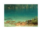Albert Bierstadt Print, Lake Scene with a white border for rolled canvas
