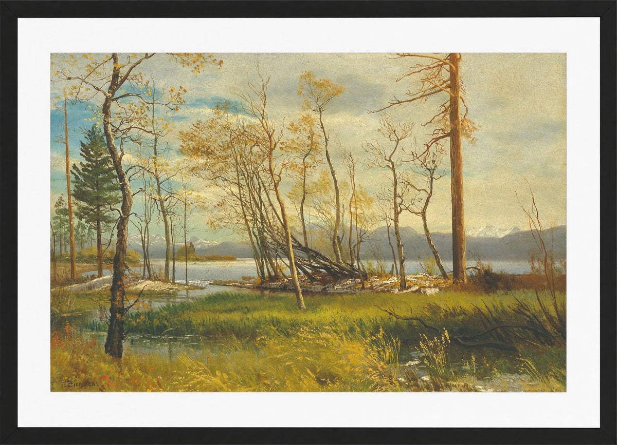 Albert Bierstadt Print, Lake Tahoe (1872) in a black frame
