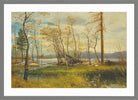 Albert Bierstadt Print, Lake Tahoe (1872) in a light grey frame