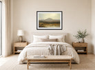 Albert Bierstadt Print, Laramie Peak (1870) displayed above a bed