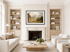Albert Bierstadt Print, Merced River, Yosemite Valley displayed in a Scandinavian living room