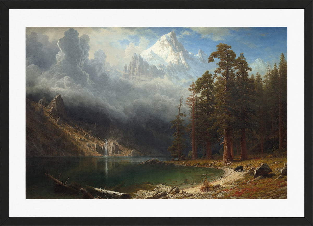Albert Bierstadt Print, Mount Corcoran in a black frame
