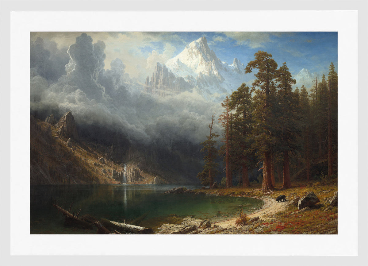 Albert Bierstadt Print, Mount Corcoran in a white frame