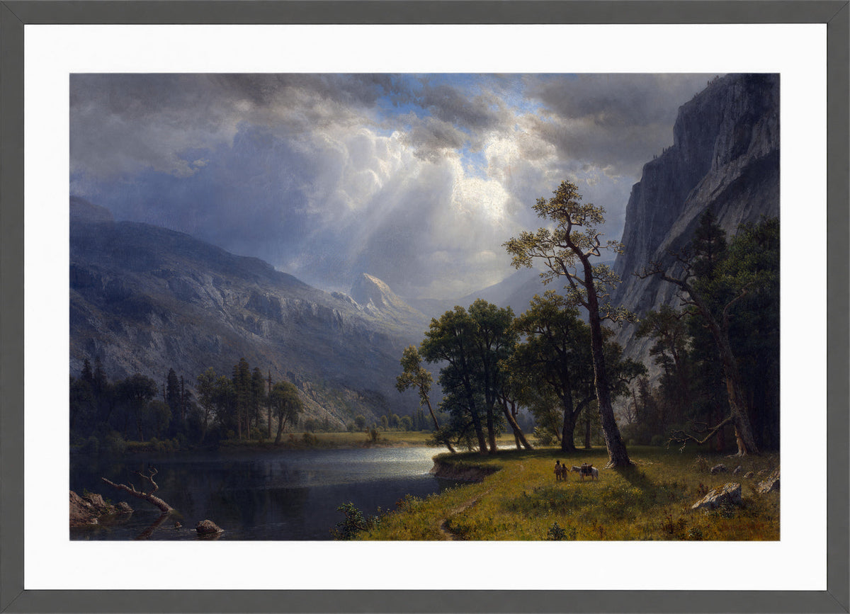 Albert Bierstadt Print, Mount Starr King, Yosemite in a dark grey frame