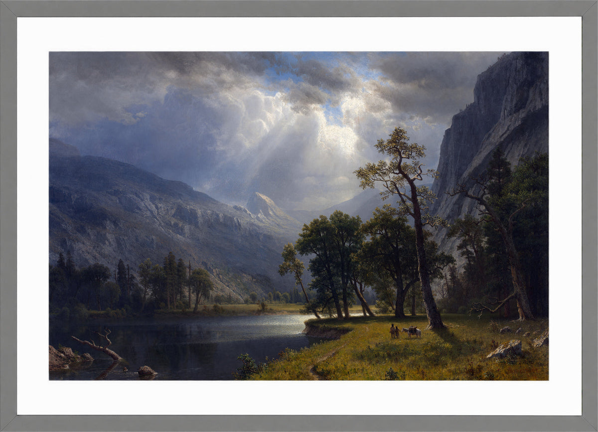 Albert Bierstadt Print, Mount Starr King, Yosemite in a light grey frame