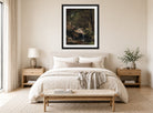 Albert Bierstadt Print, Mountain Brook displayed above a bed